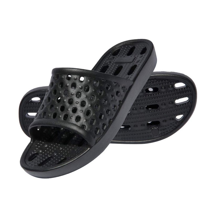 WOTTE Shower Sandals Women Quick Drying Bath Slippers Non Slip Dorm Shoes Size 9 Black - Image 3